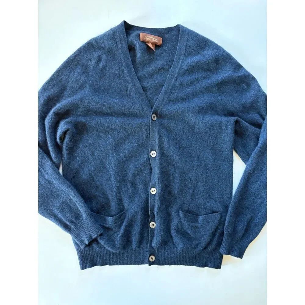 Tasso Elba 100% Cashmere navy V-neck small